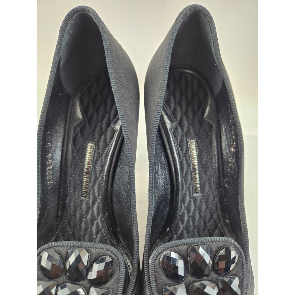 Giorgio Armani Black Satin Velvet Rhinestone Pointed Toe Pumps Heels Italy 36 6 - Picture 15 of 15